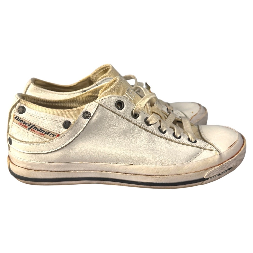 DIESEL EXPOSURE IV LOW W White Leather Sneakers Casual‎ Shoes US 8.5 EUR 39